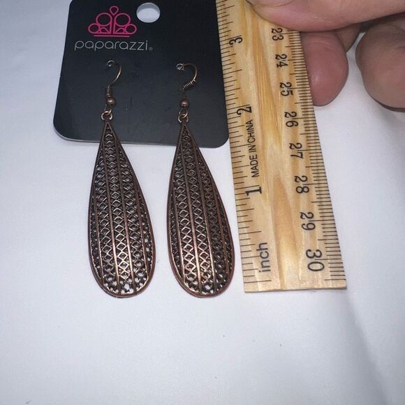 Paparazzi Copper Weave Oval Drop Earrings - Picture 5 of 6